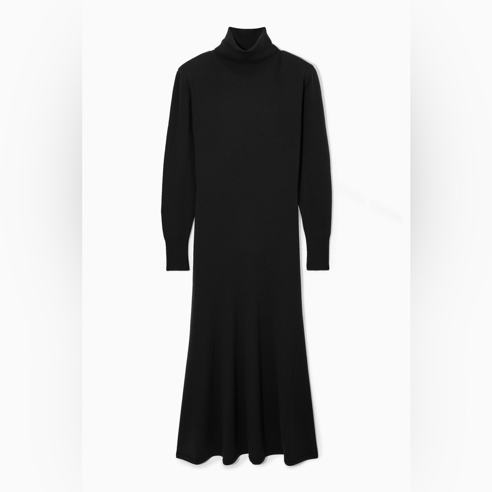 COS power-shoulder merino wool maxi dress Black XS